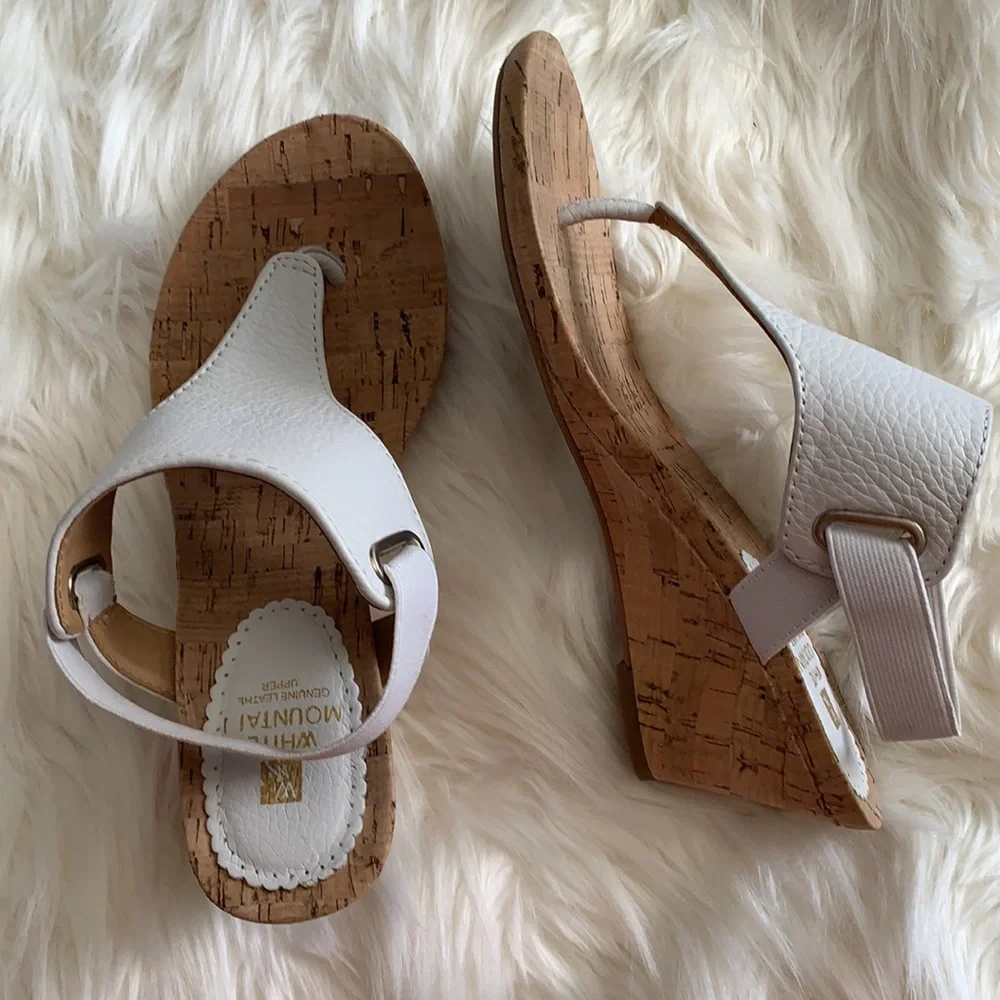 White Mountain, genuine leather upper, cork wedge sandal size 6.5 - Picture 3 of 5